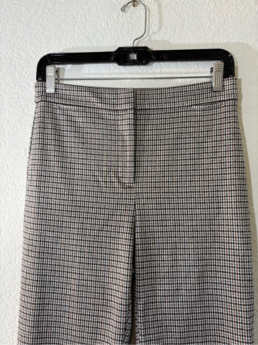 Theory Stratton Knit Cropped Pants Brown Black Grey Houndstooth Plaid Ankle 2 - Picture 5 of 14